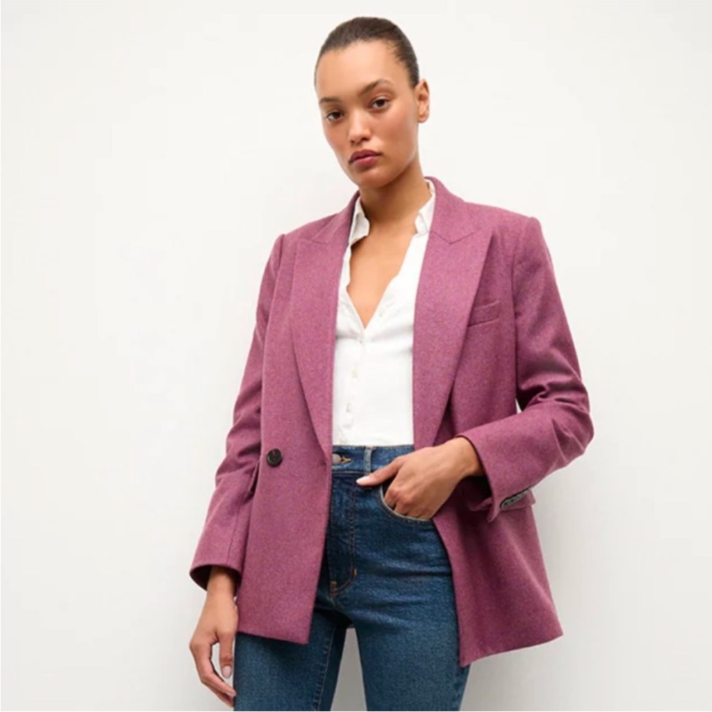 $698 Veronica Beard Sevyn Wool Dickey Jacket Magenta pink Mauve purple sz 6